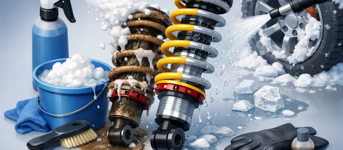 Coilovers reinigen voor winter zonder schade