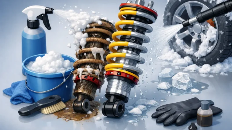 Coilovers reinigen voor winter zonder schade